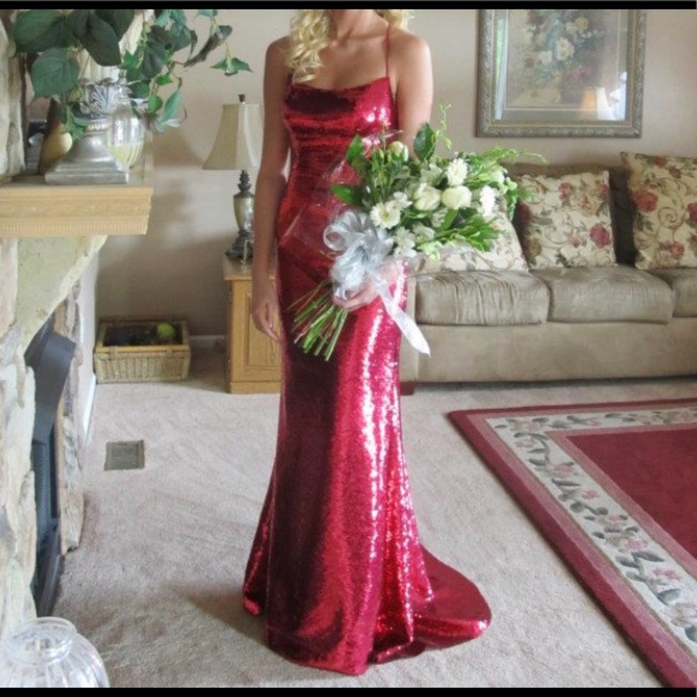 Red sequin dress
